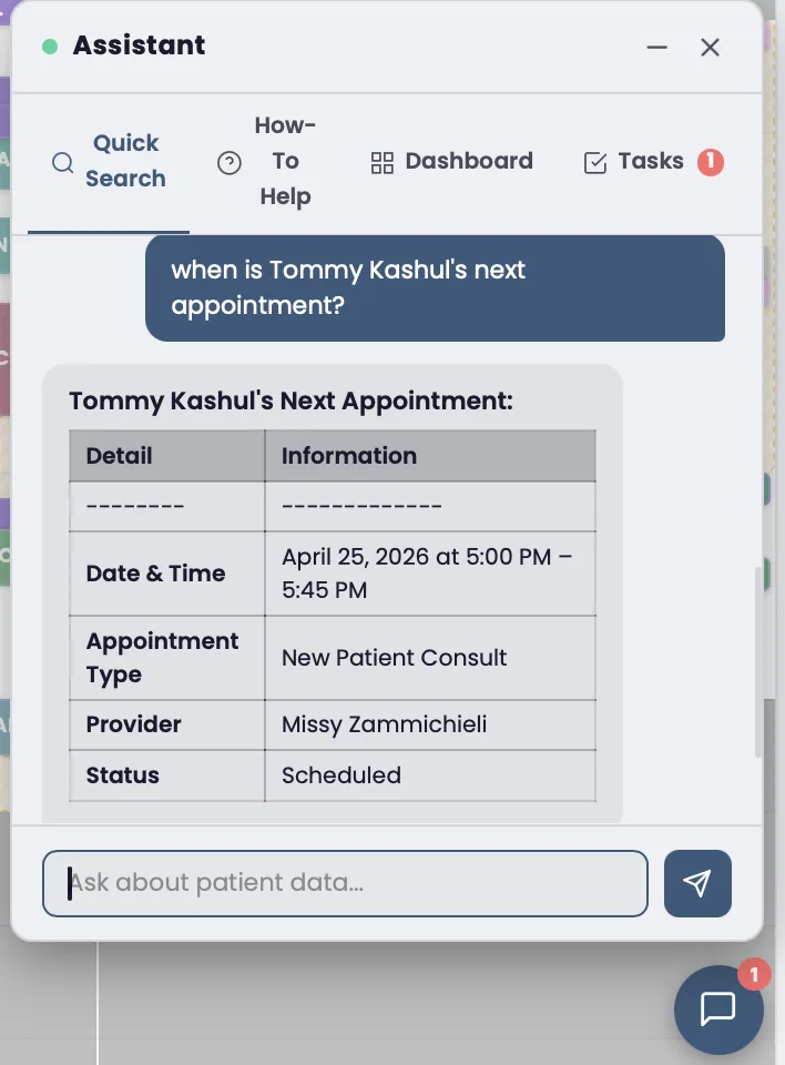 Moonshot EHR AI assistant answering a clinical query